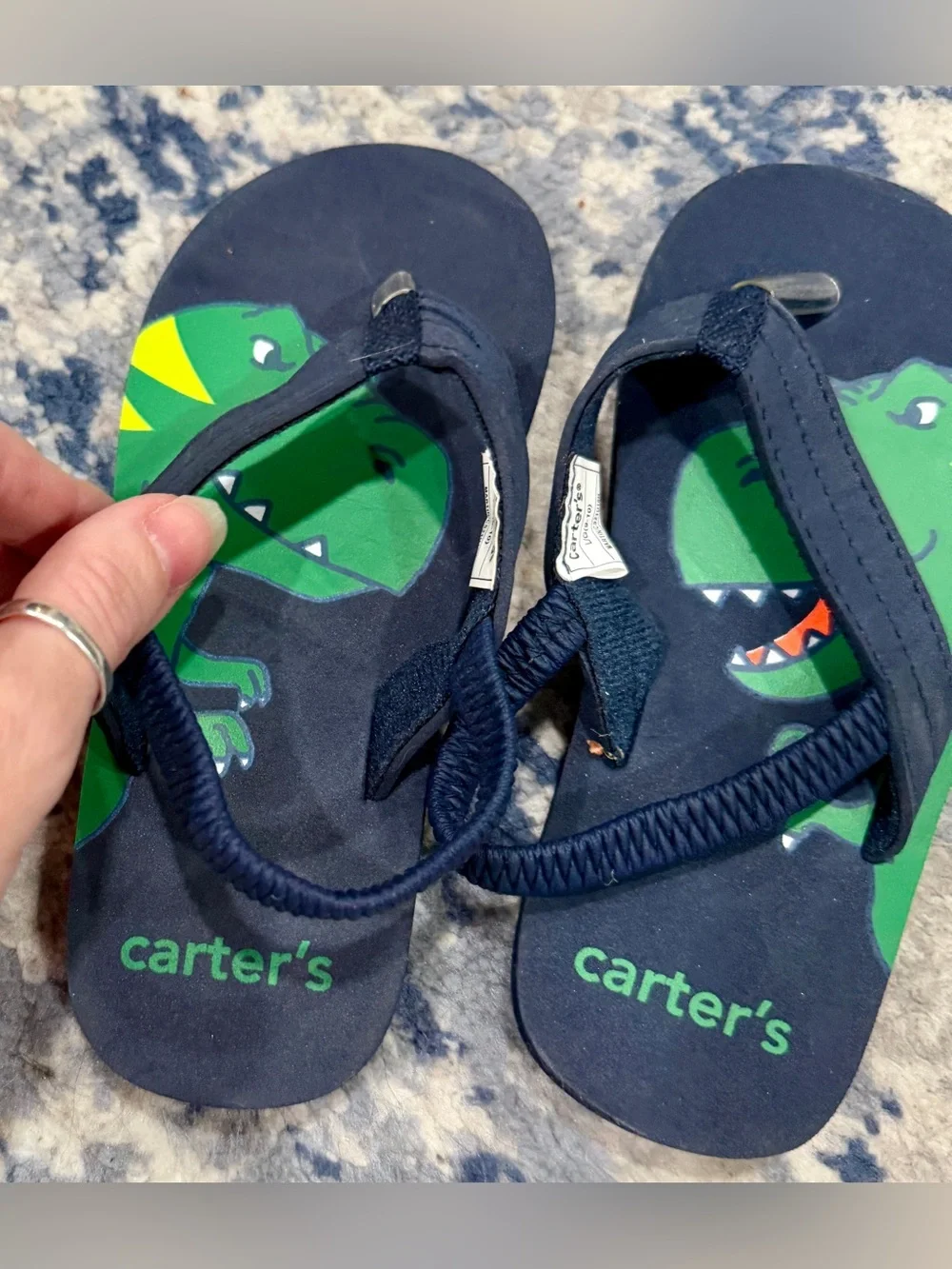 Carter's Navy and Green Dinosaur Toddler Flip Flops